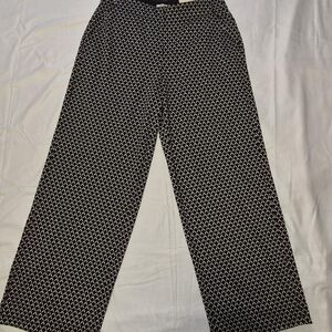 Elegant Black and White Geometric Women's Dress Pants